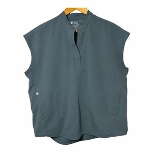 FIGS Rafaela Oversized Scrub Top M Moss Green Womens Sleeveless Medical Uniform